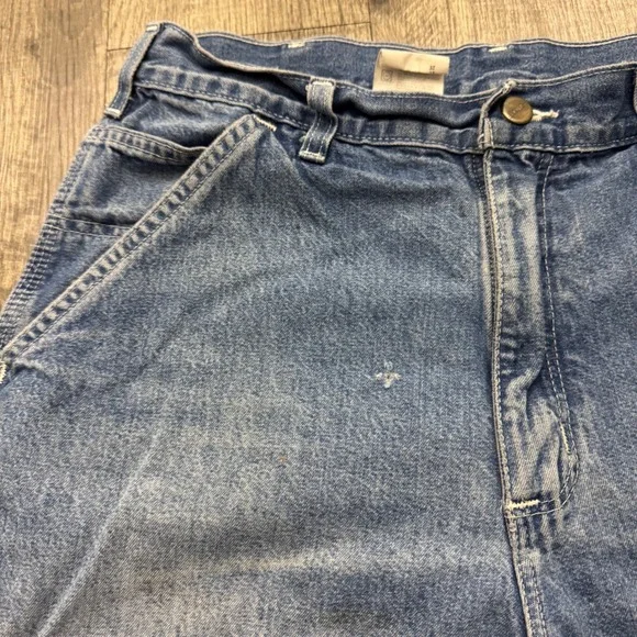 Vintage 2000's Carhartt Denim Carpenter Distressed Grunge Workwear Shorts Sz 32 - Picture 7 of 10